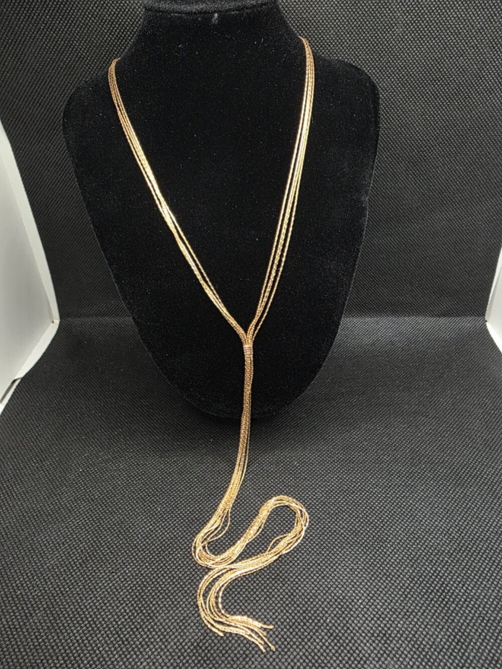 Gap Gold Tone Multi-Strand Tassel Lariat Pendant Necklace 16-18"